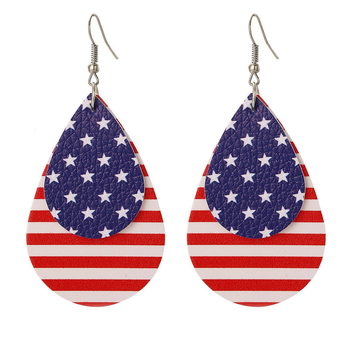 Wholesale American Independence Day Earrings Heart-shaped Flag Earrings