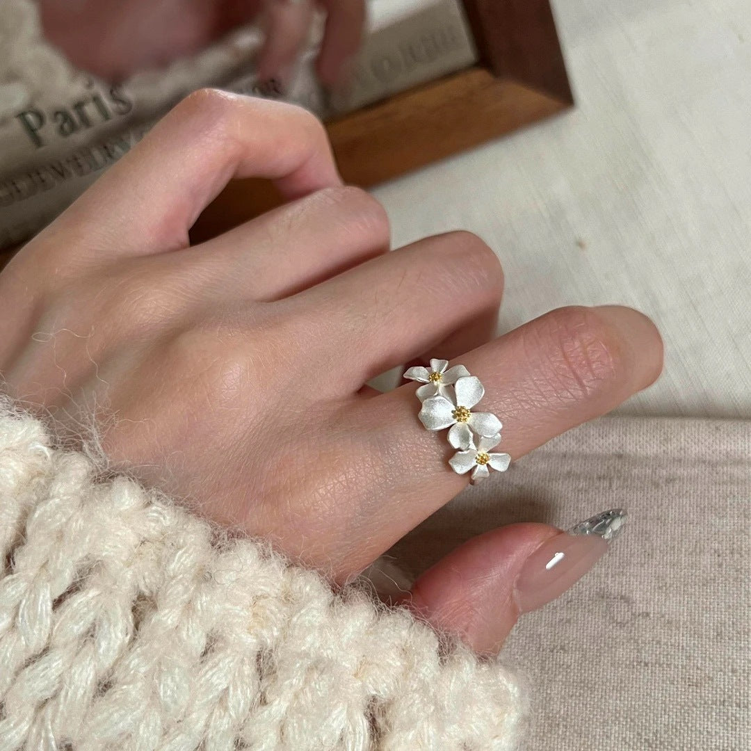 Wholesale Copper Plated Adjustable Flower Ring Women S Gardenia Design Jewelry Accessory For Everyday Wear