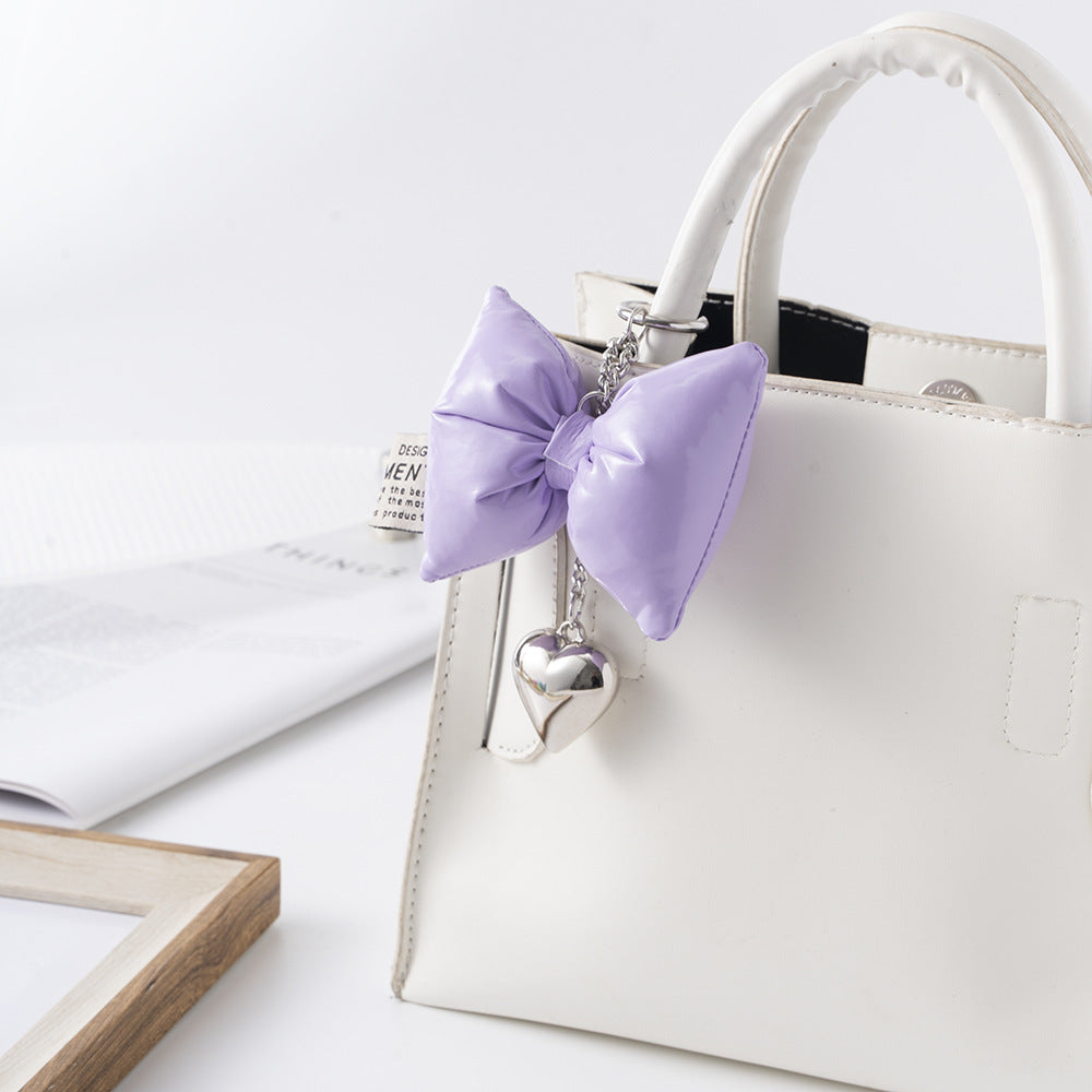 Wholesale Leather Cotton Bow Heart Keychain ACC-KC-ZhiYa030