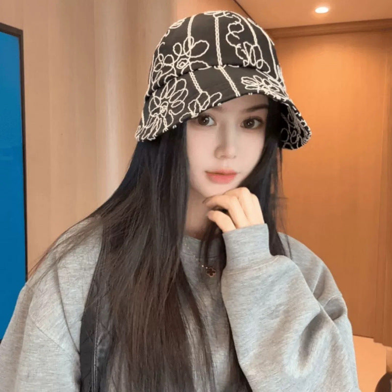 Wholesale Women's flower embroidered bucket hat