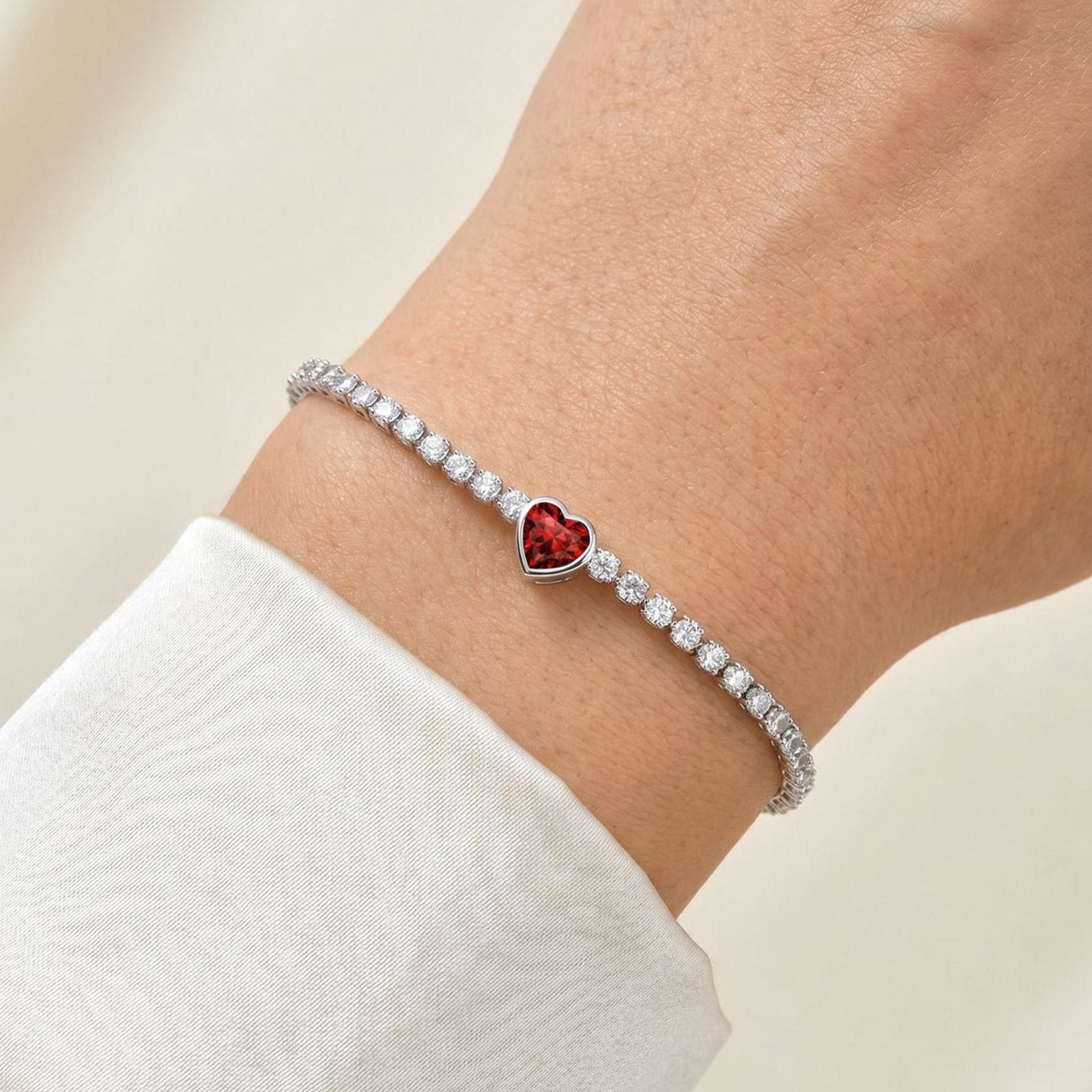 Wholesale Modern January Birthstone Tennis Bracelet Copper Electroplated Women S Chic Jewelry Accessory Gift