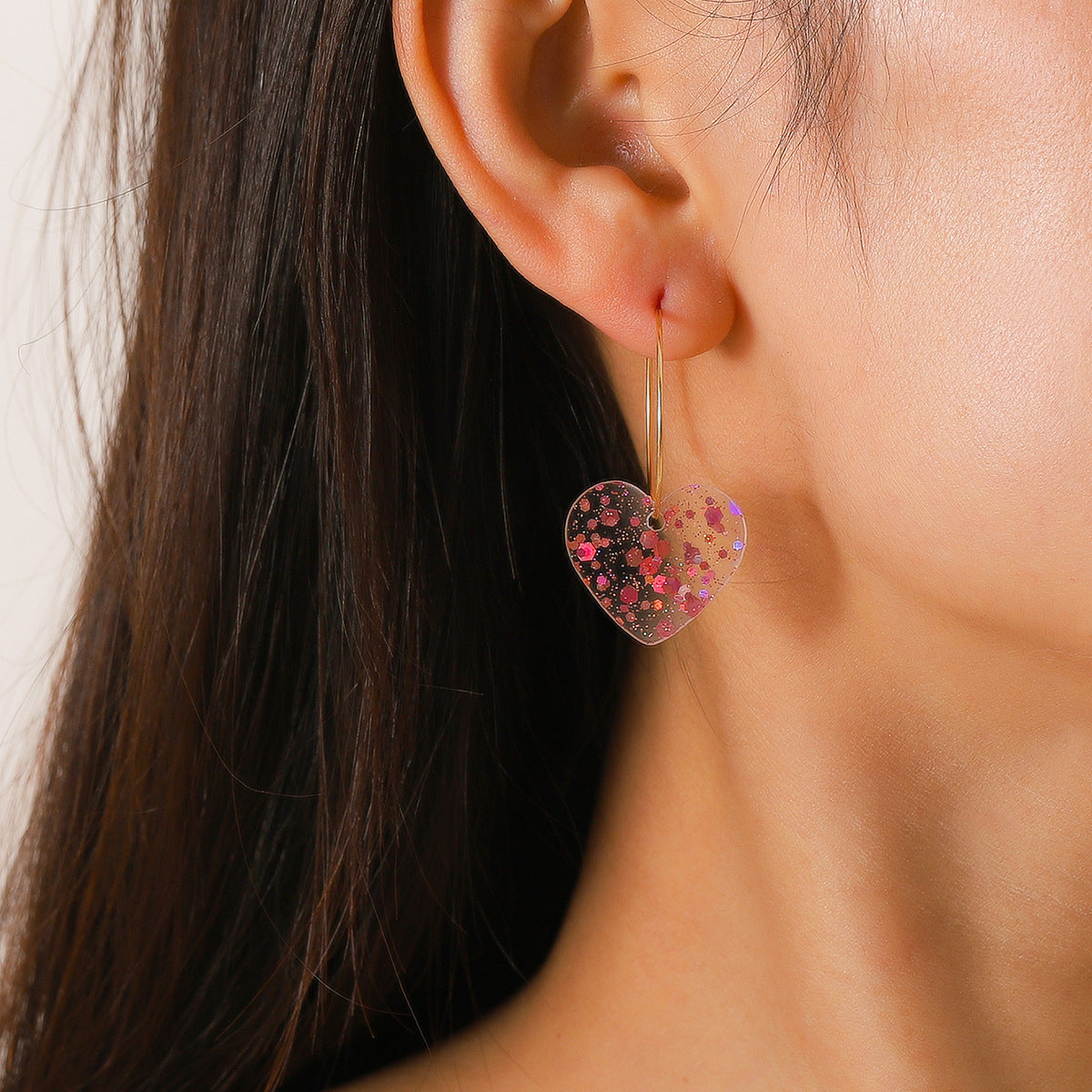 Wholesale  Acrylic Sequin Heart Earrings