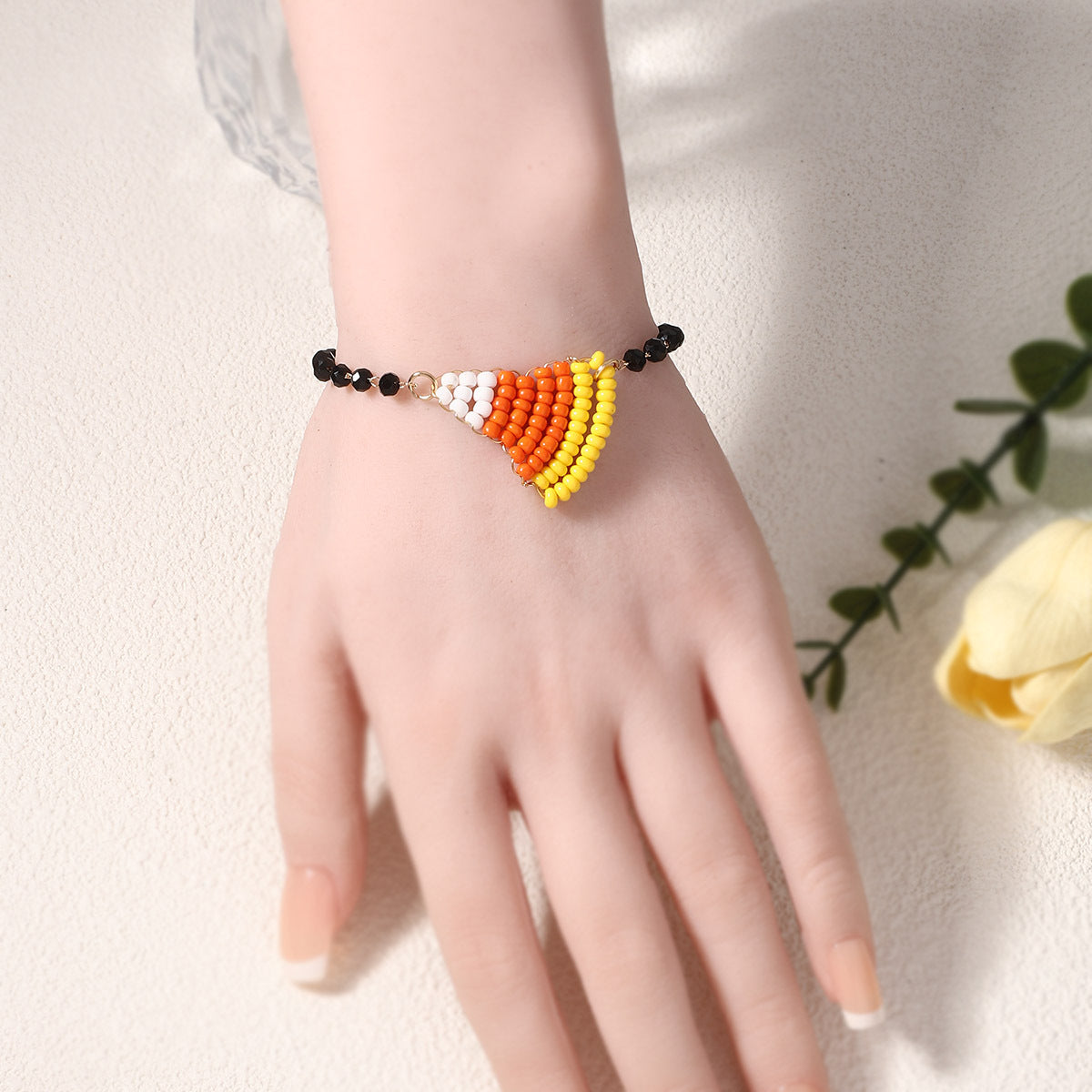 Wholesale  beaded woven pumpkin ghost bracelet