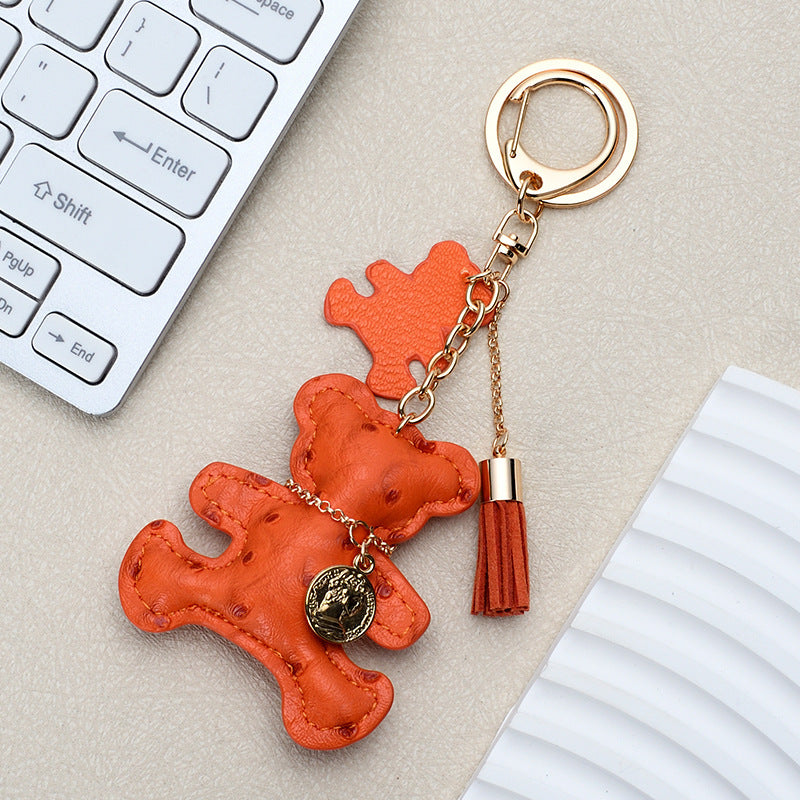 Wholesale Chic White Leather Bear Keychain - Decorative Bag Charm &  Car Key Accessory