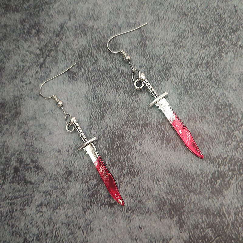 Wholesale  Halloween alloy earrings dagger axe horror blood earrings