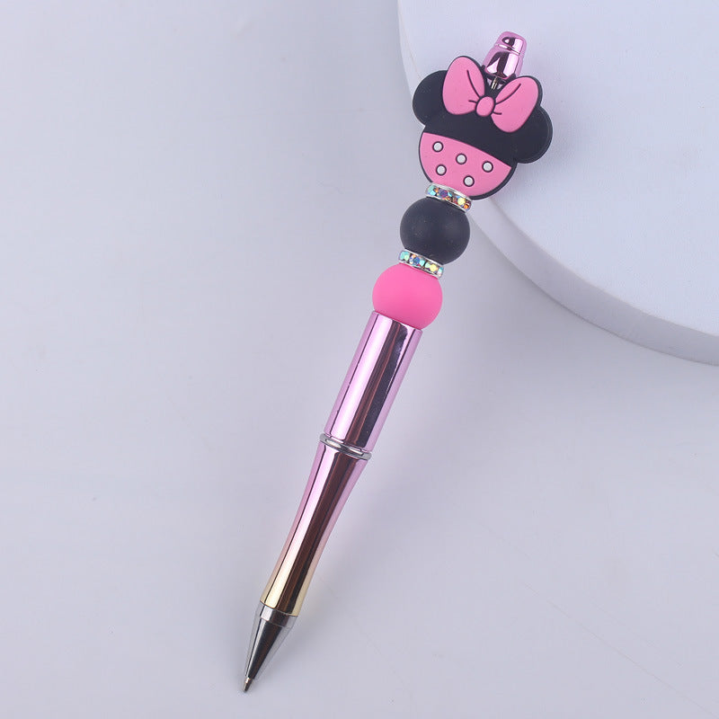 Wholesale  beaded pen DIY creative cartoon animal silicone teether handmade beaded pen