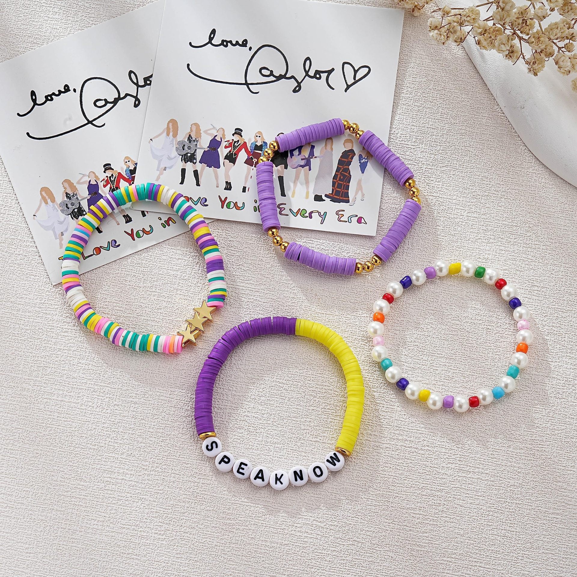 Wholesale Polymer Clay TS Acrylic Letter Smiley Rainbow Friendship Bracelet ACC-BT-FenRui008