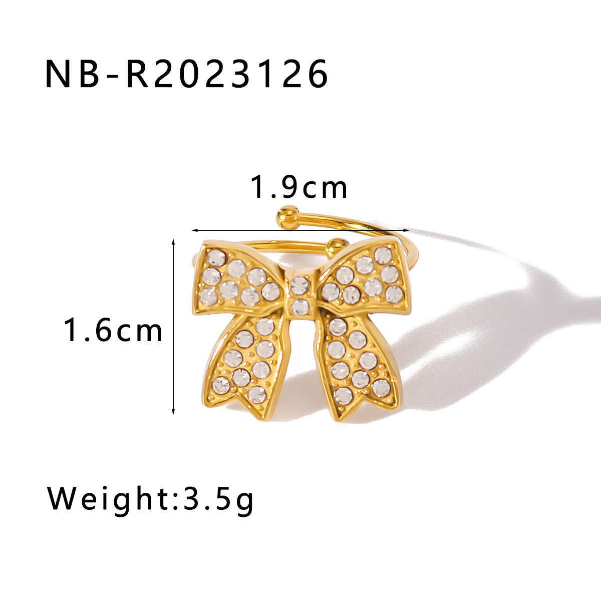 Wholesale Bow Stainless Steel Zircon Textured Rings Set ACC-RS-Xiny009