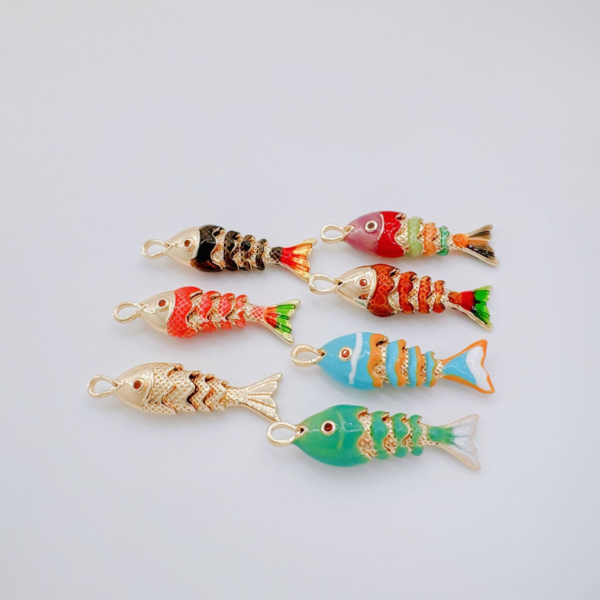 Wholesale Marine-Themed Gold-Plated Copper Enamel Pendants Fashion Accessory for DIY Jewelry