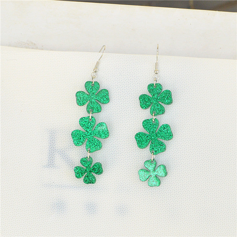 Wholesale St. Patrick's Day Green Acrylic Shamrock Earrings ACC-ES-XN042
