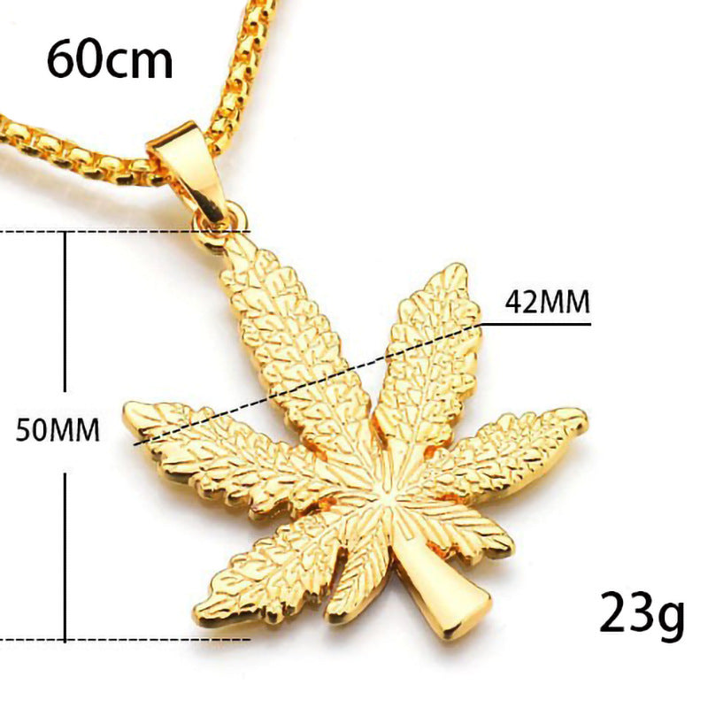 Wholesale big leaf maple leaf pendant sweater necklace