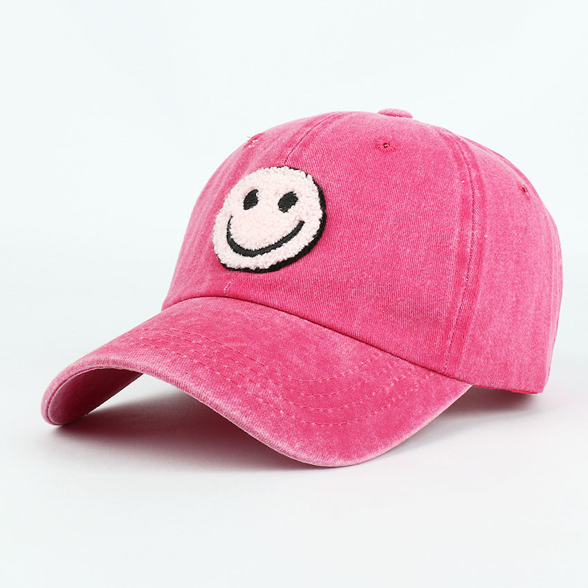 Wholesale Baseball Cap Plush Embroidered Patch Smiley Cotton Vintage Hat ACC-HT-RongZhao010