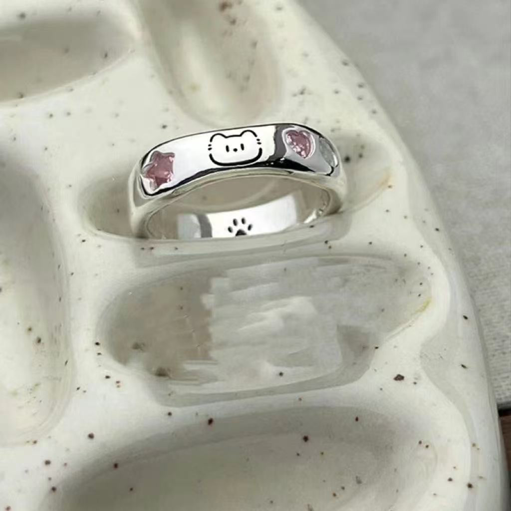 Wholesale Zinc Alloy Cat and Dog Couple Rings - Cute Animal Design Jewelry Accessory for Everyday Wear