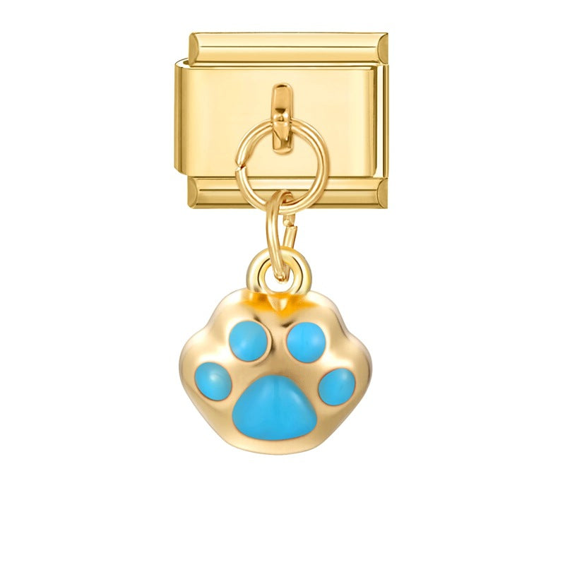 Wholesale Italian Charm Bracelet 9mm DIY Splicing Gold Butterfly Pendant Stainless Steel Composable Bracelet