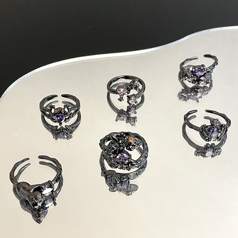Wholesale Dark Purple Zirconia Open Ring Adjustable Rings ACC-RS-JiuHao011