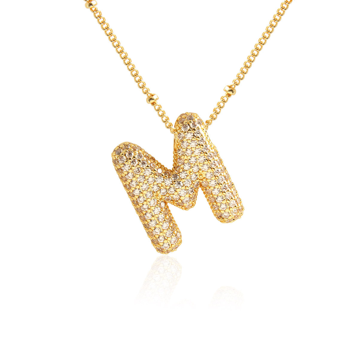 Wholesale Micro Inlaid Zircon Necklace 26 English Letters Balloon Letter Necklace ACC-NE-BaiTian002