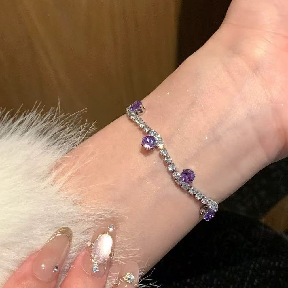 Wholesale Alloy Electroplated Grape Purple Irregular Diamond Bracelet Women' s Jewelry Accessory
