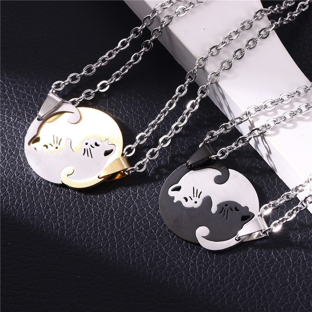 Wholesale Stainless Steel Kitten Stitching Necklaces ACC-NE-Hanyu006