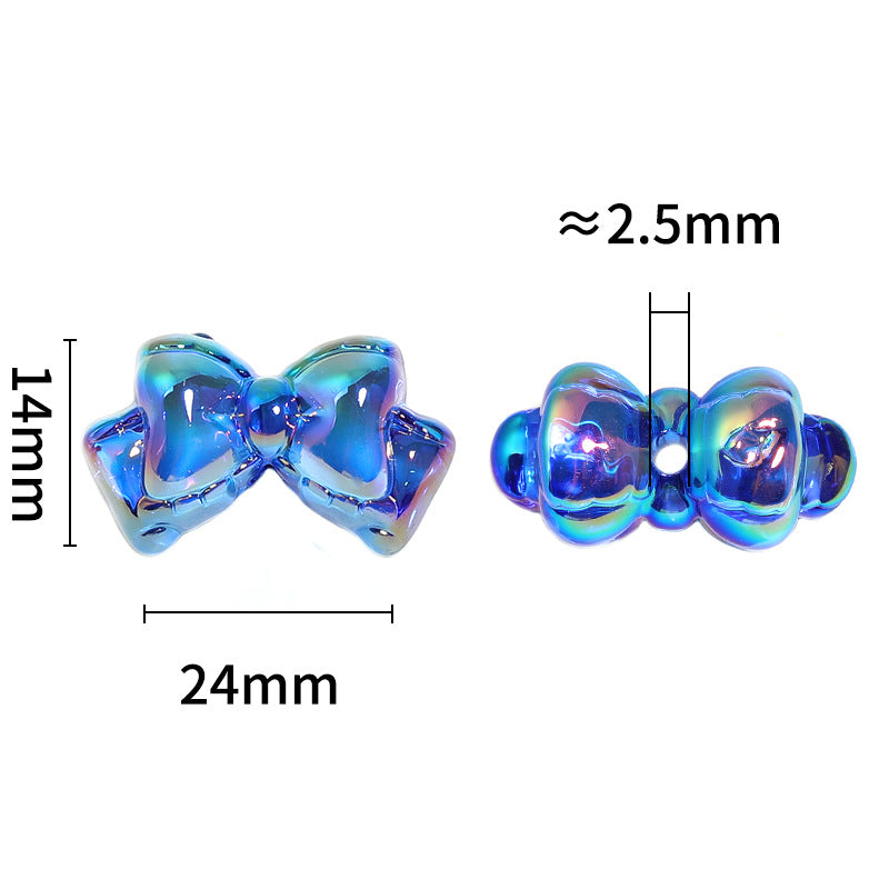 Wholesale 100pcs/pack UV plating transparent color bow Acrylic Beads DIY Bead Accessories