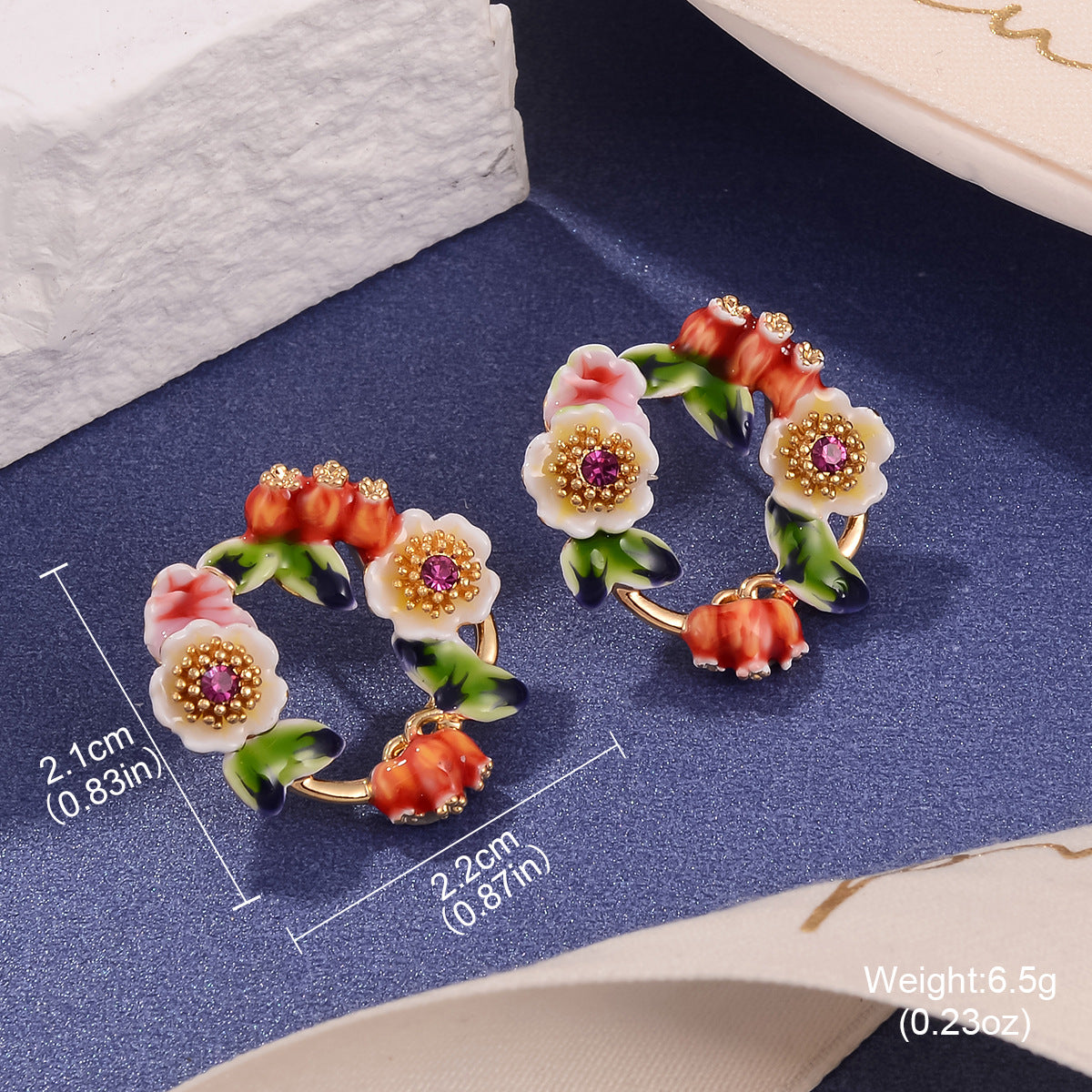 Wholesale Three-Color Rose Pearl Stud Earrings