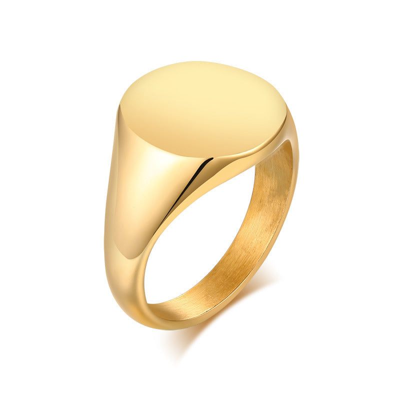 Wholesale Ring Stainless Steel Unisex Seal Gold Glossy ACC-RS-HuaLanXin005