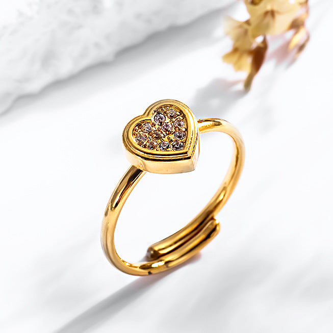 Wholesale 2PCS Titanium steel heart and flower geometric open ring