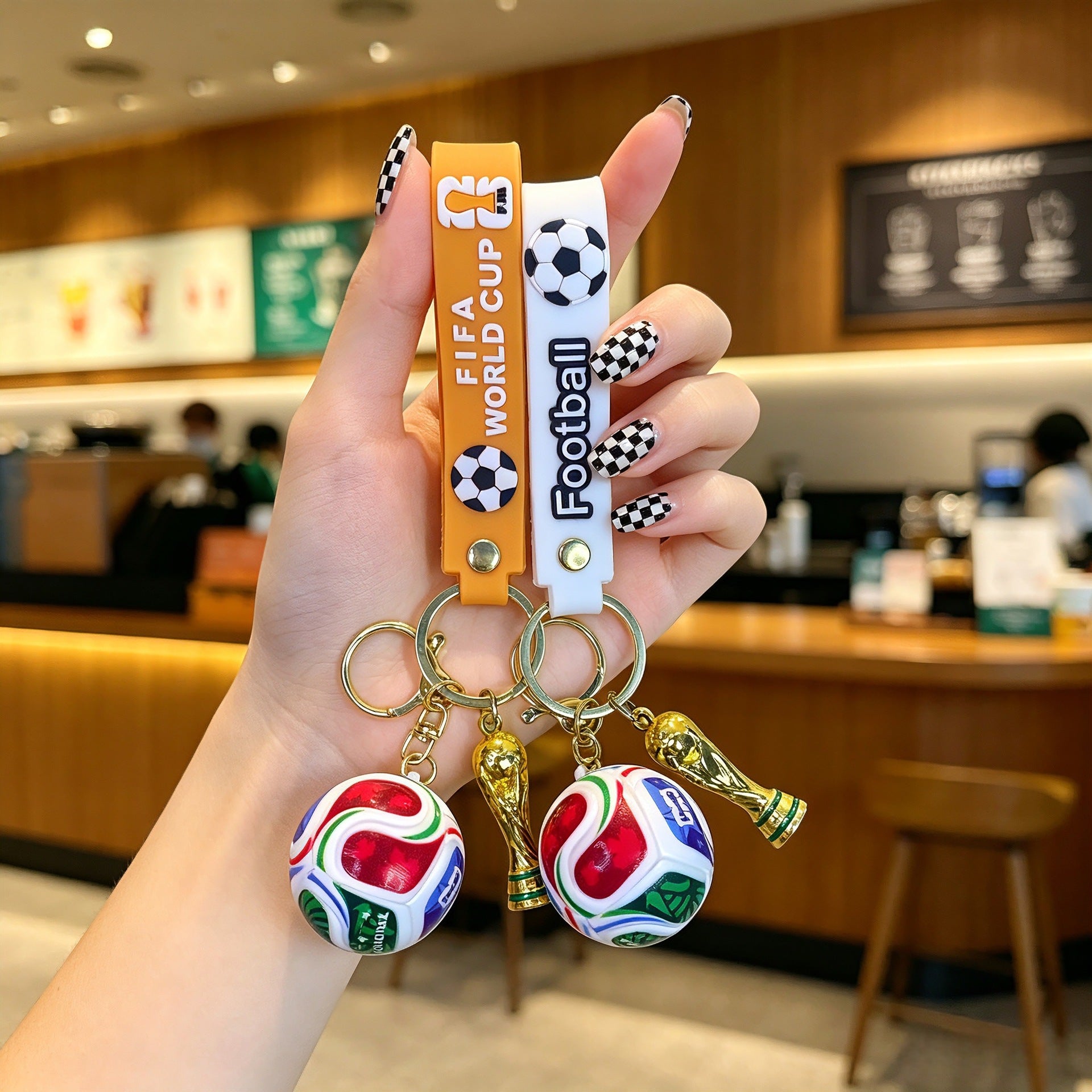 Wholesale PVC World Cup Soccer Keychain Cartoon Bag Charm Car Key Accessory