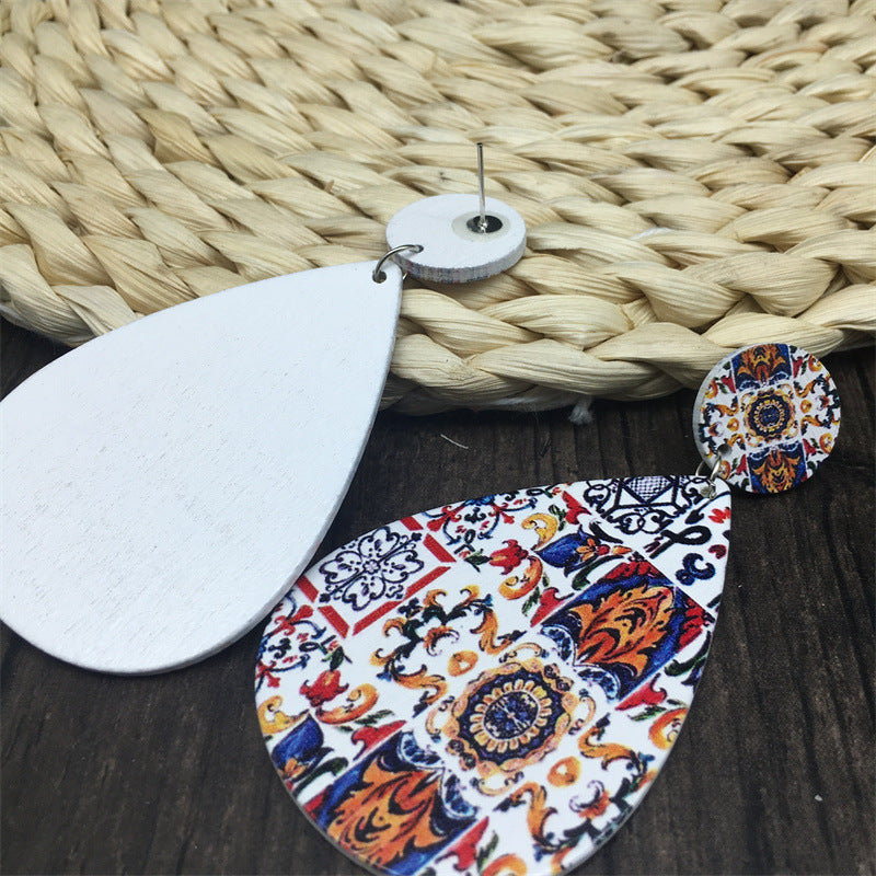Wholesale Bohemian Wooden Drop Earrings ACC-ES-FX018