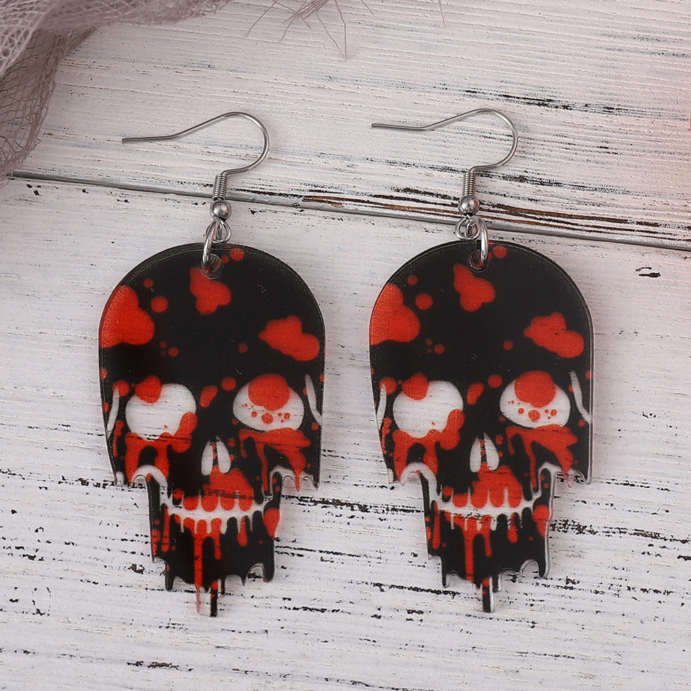 Wholesale Halloween horror blood skull acrylic earrings