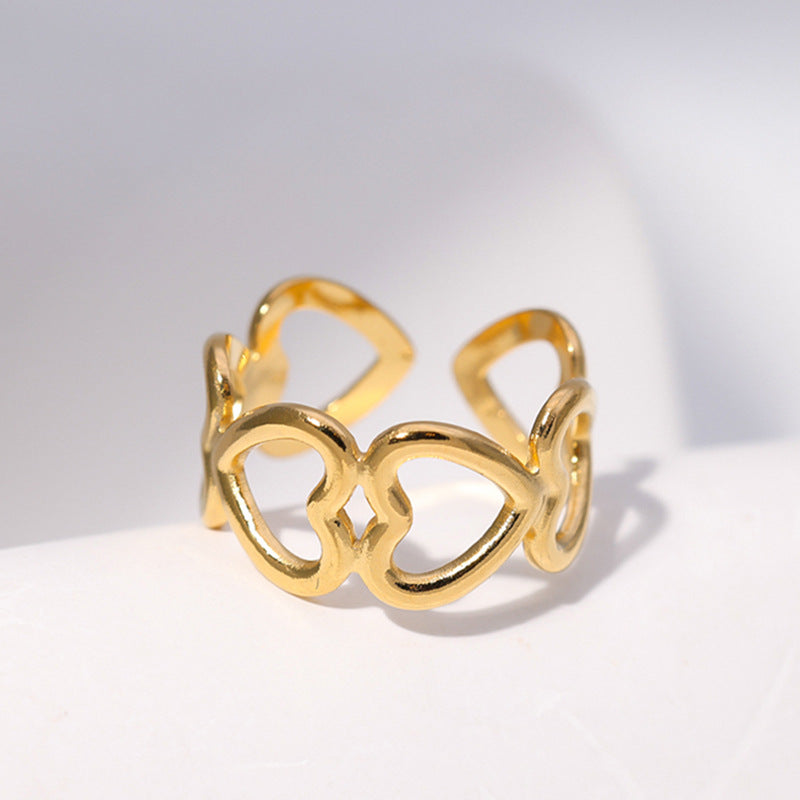 Wholesale Leaf Heart Shape Open Stainless Steel Rings ACC-RS-Manguo005