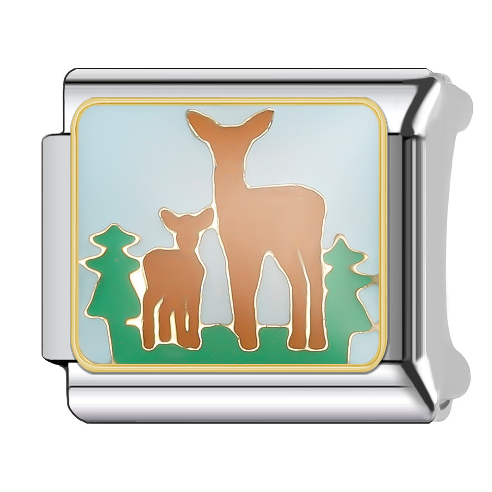 Wholesale Italian Charm Bracelet 9mm DIY Splicing Cute Animal Series Stainless Steel Composable Bracelet