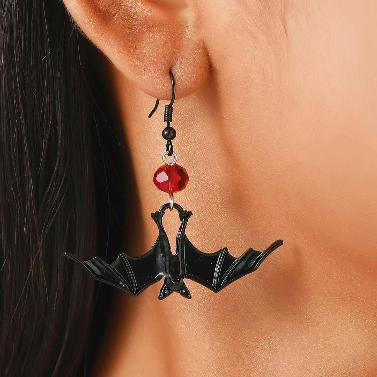 Wholesale Gothic Bat  Pendant Earrings Zinc Alloy Electroplated Glossy Black for Women' s  Jewelry Accessory