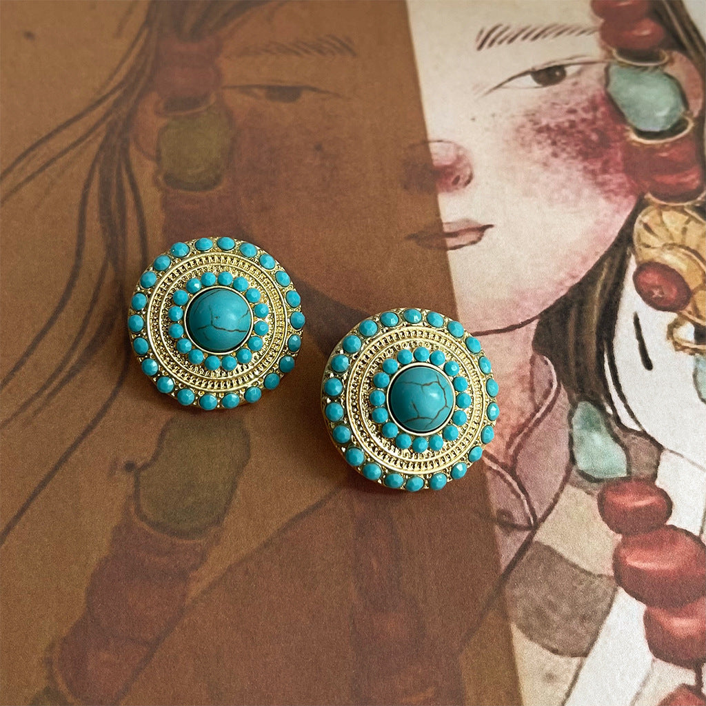 Wholesale  turquoise earrings retro light luxury earrings