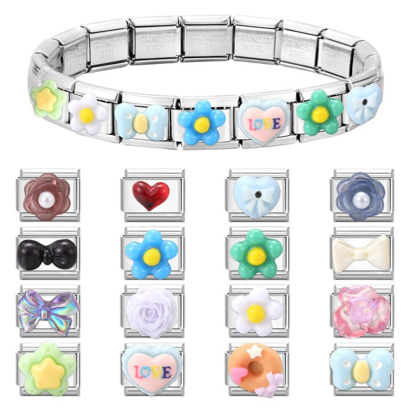 Wholesale Italian Charm Bracelet 9mm DIY Splicing Cute Creative Stainless Steel Composable Bracelet