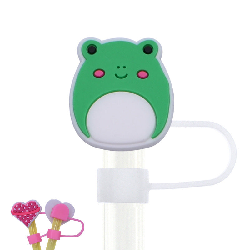 Wholesale Random 100pcs Cartoon Cute Pig Straw Cover 10MM Straw Tube Cap