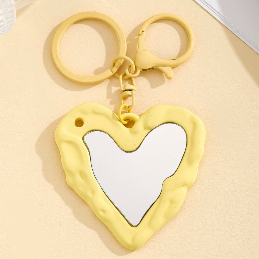Wholesale sweet and cool acrylic heart mirror keychain pendant