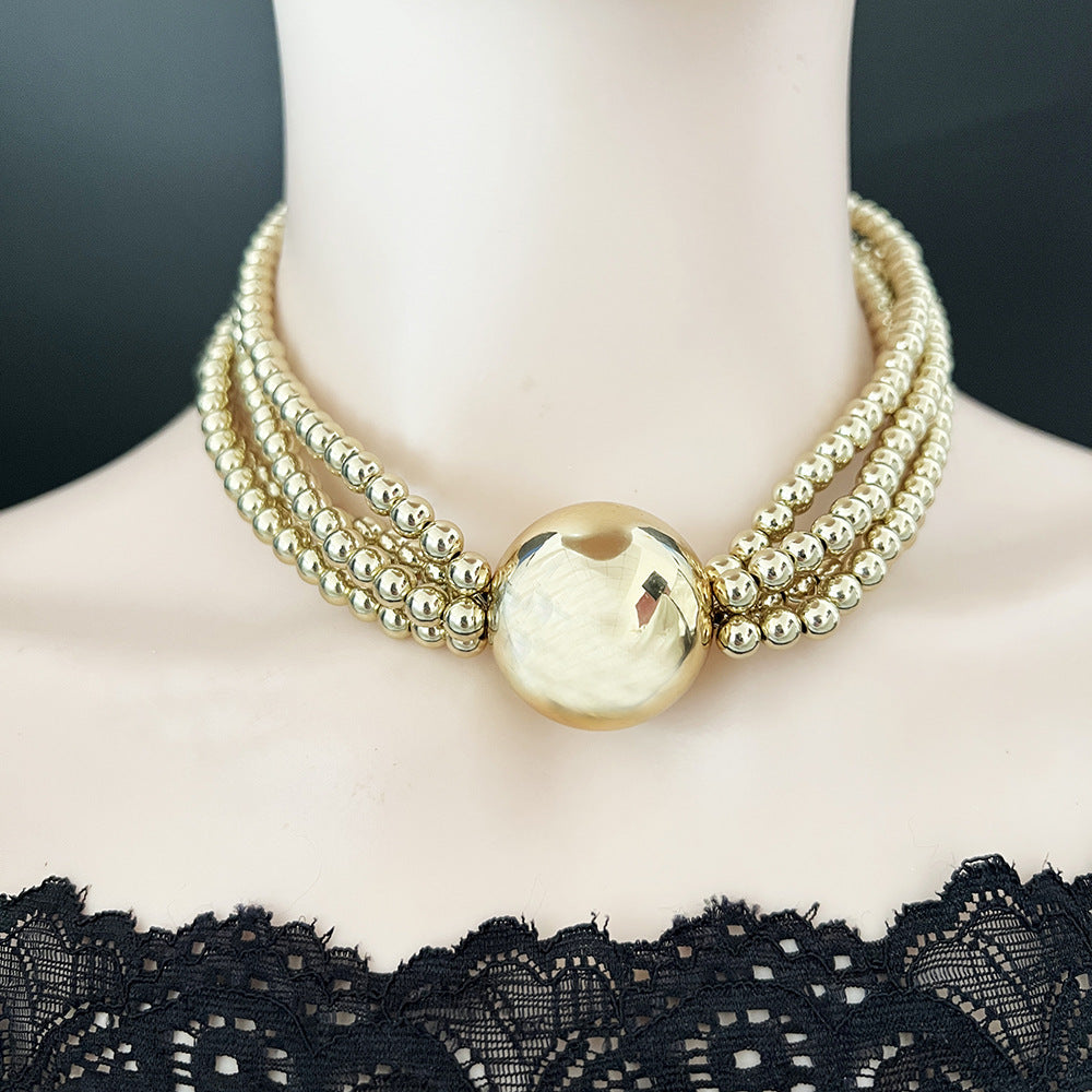 Wholesale Imitation Pearl Layering Choker Necklace White Large Bead Trendy Boutique Resale Jewelry Accessory