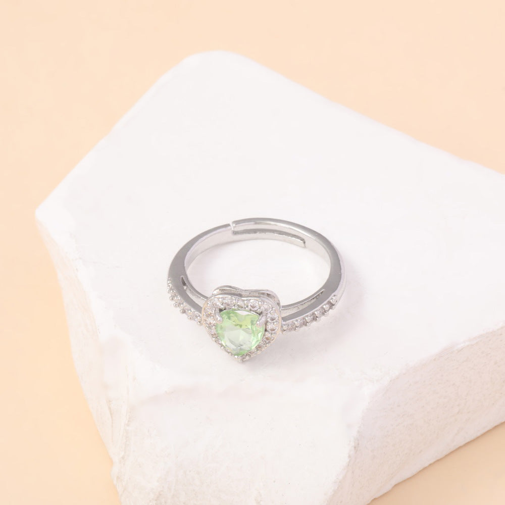 Wholesale copper material single color rhinestone love ring