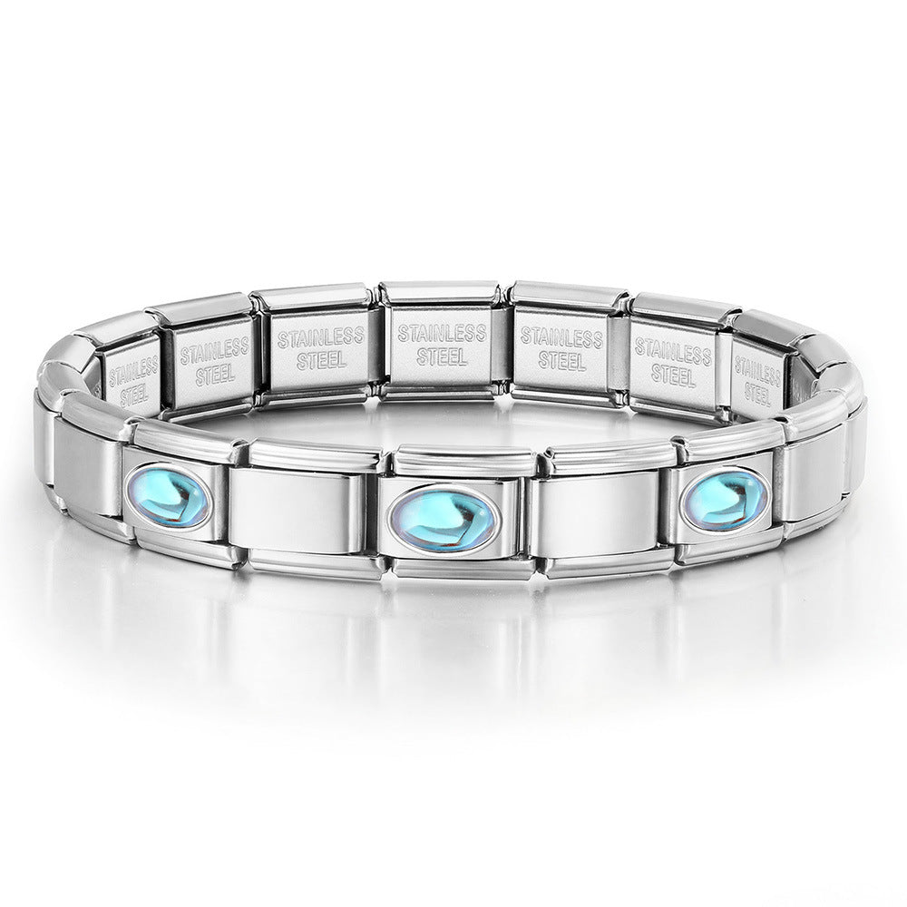 Wholesale Oval Stainless Steel Bracelet Set DIY Italian Module Charm Jewelry Accessory for Boutique Resale