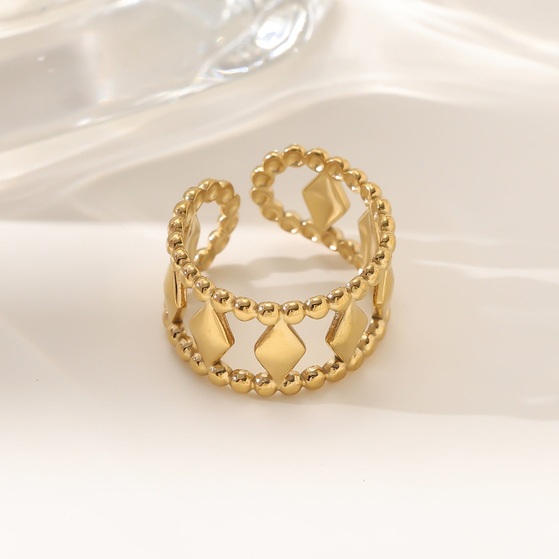 Wholesale Stainless steel gold-plated adjustable ring