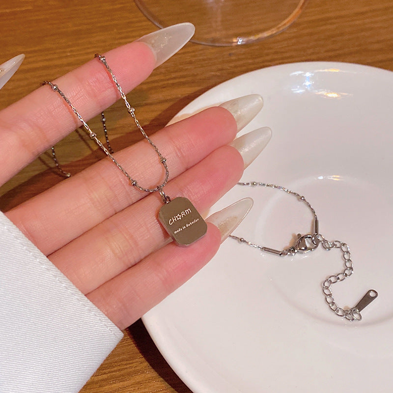 Wholesale Super sparkly zircon titanium steel necklace for women,  versatile and elegant silver.