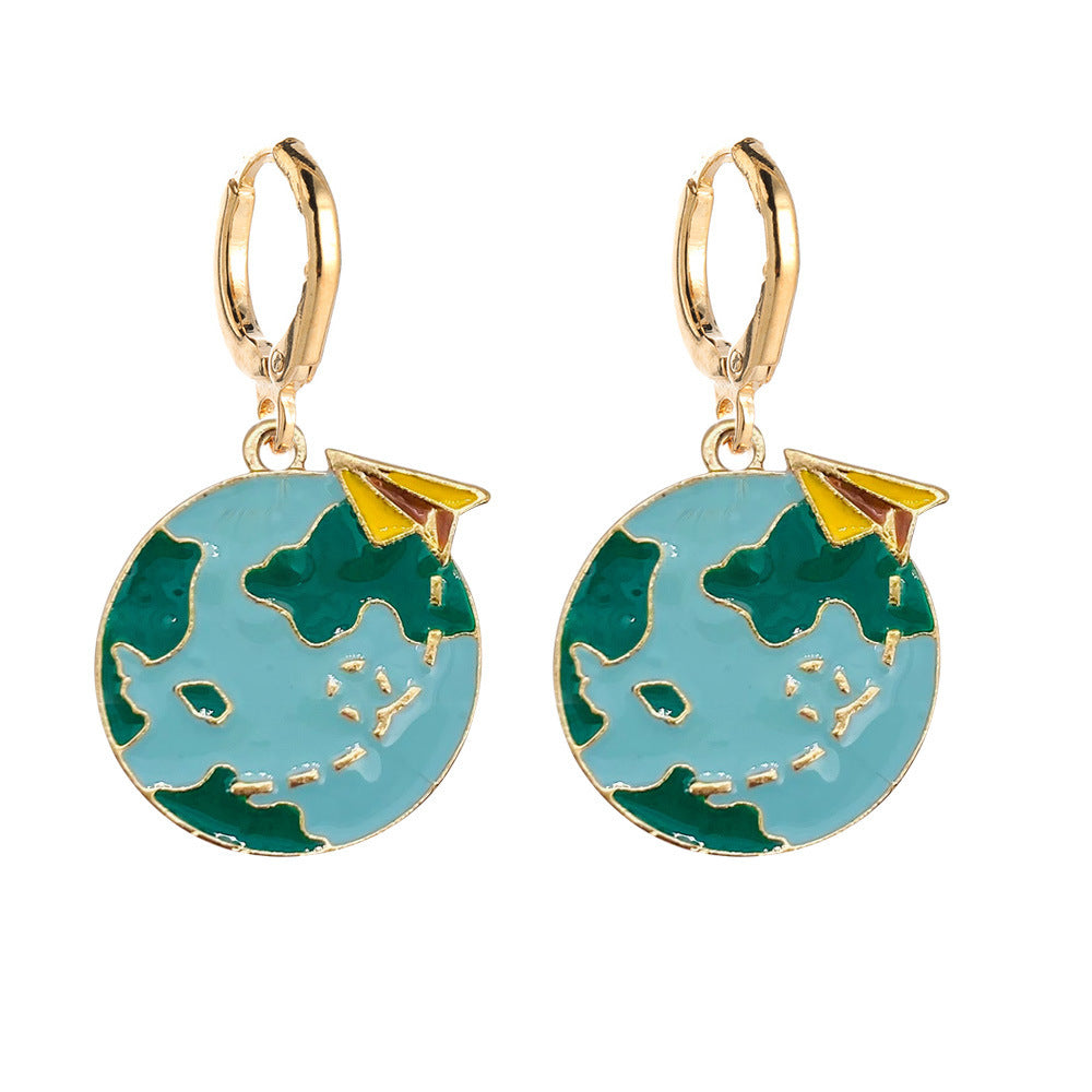 Wholesale  Teachers' Day Earrings Pencil Book Clock Alloy Oil Dropping Earrings