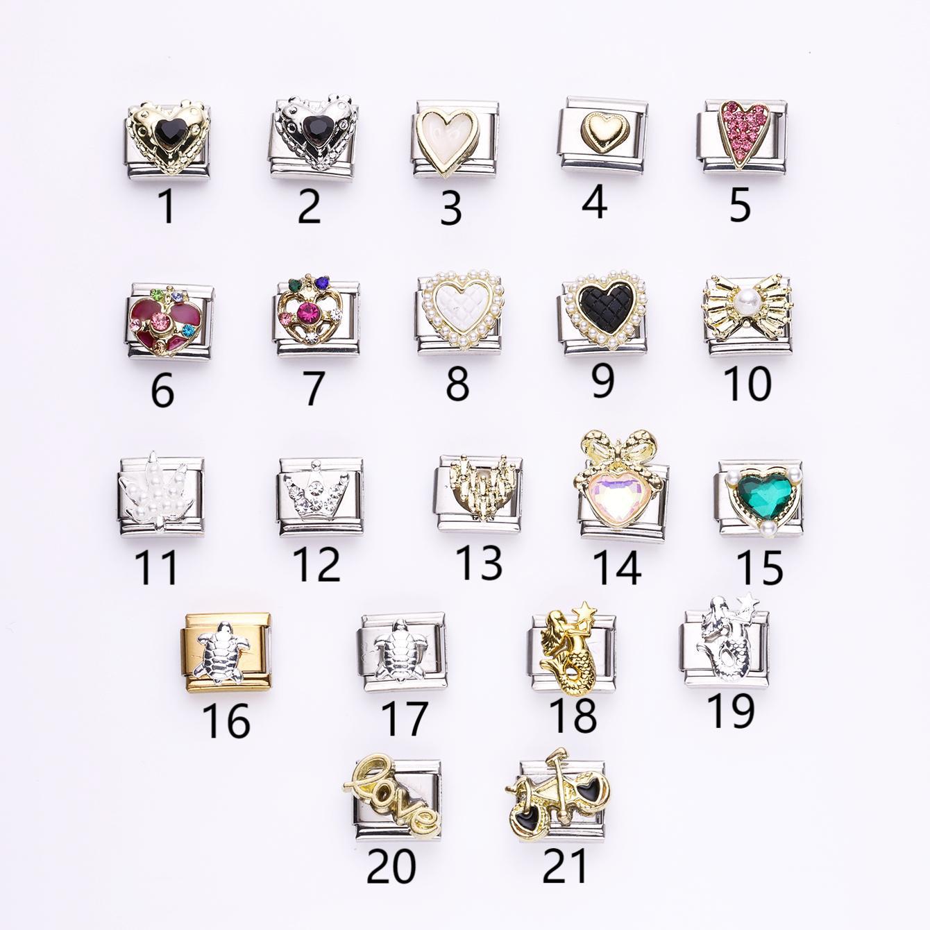 Wholesale 10pcs Italian Charm Bracelet 9mm DIY Splicing Love Mermaid Stainless Steel Composable Bracelet