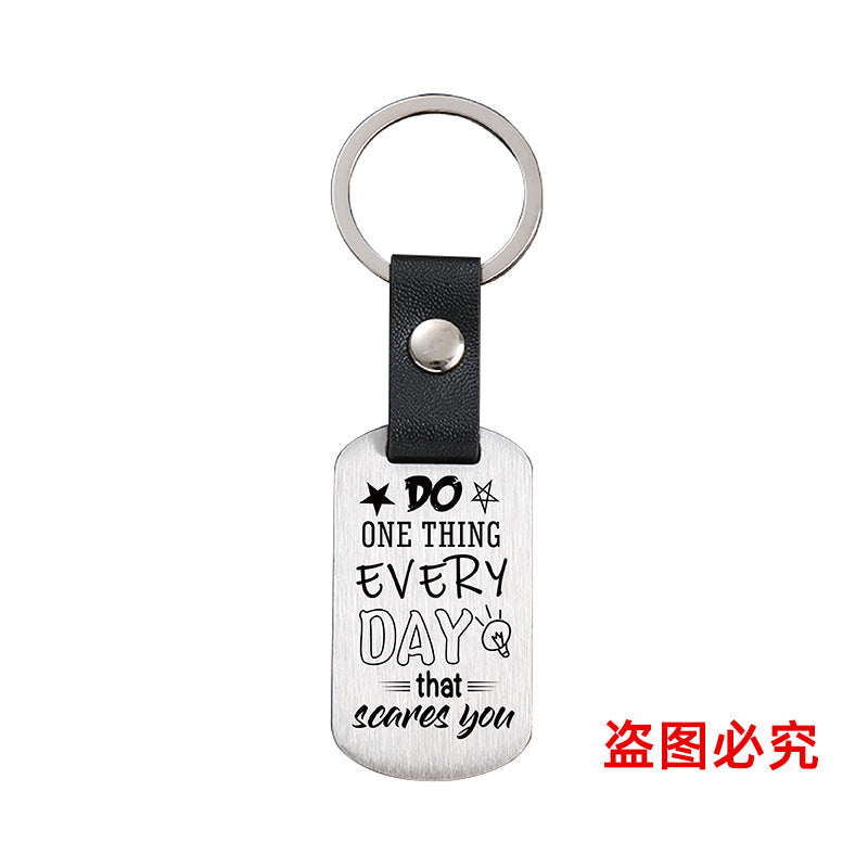 Wholesale Motivational Positive Metal Leather Keychains ACC-KC-GangGu032