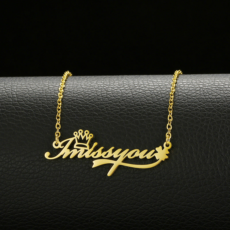 Wholesale Stainless Steel Wings Heart Crown Necklace