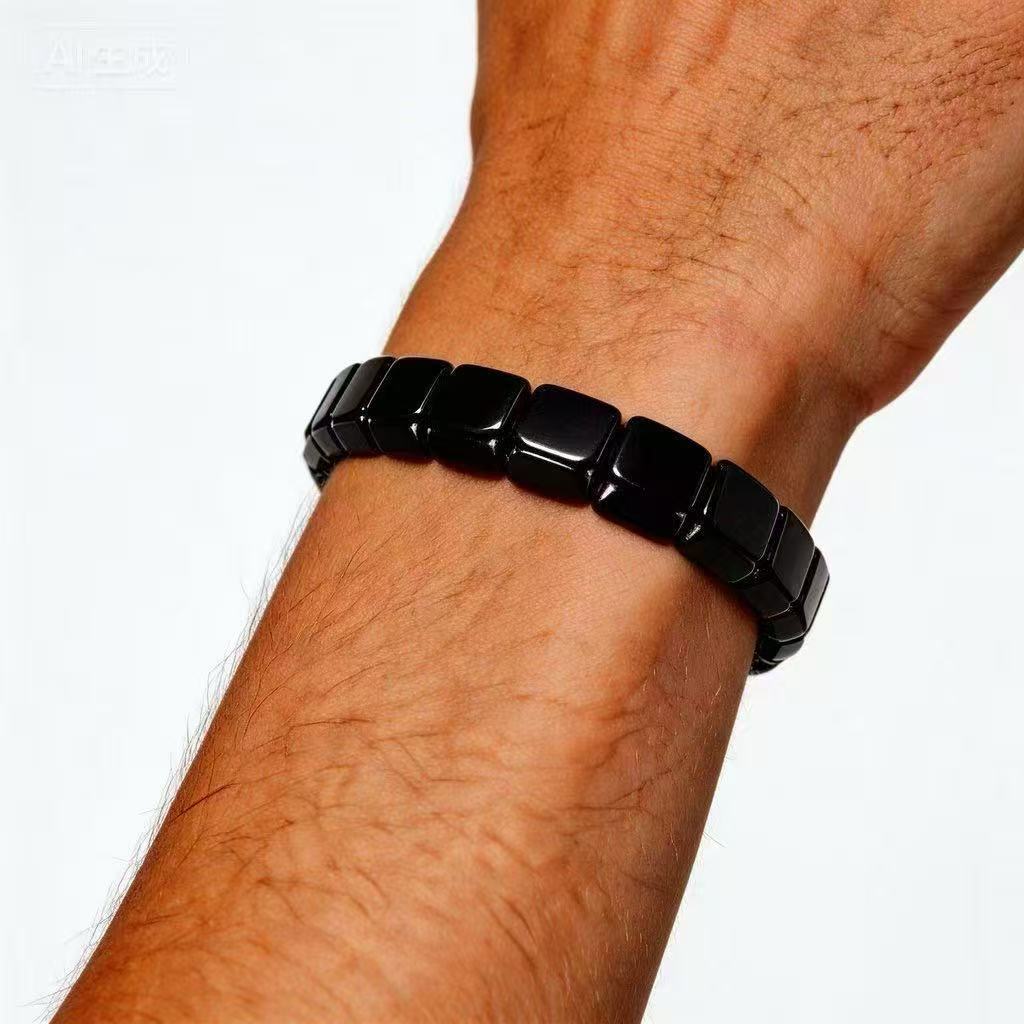 Wholesale Geometric Black Jade Beaded Bracelet,  Unisex Elastic Fashion Accessory