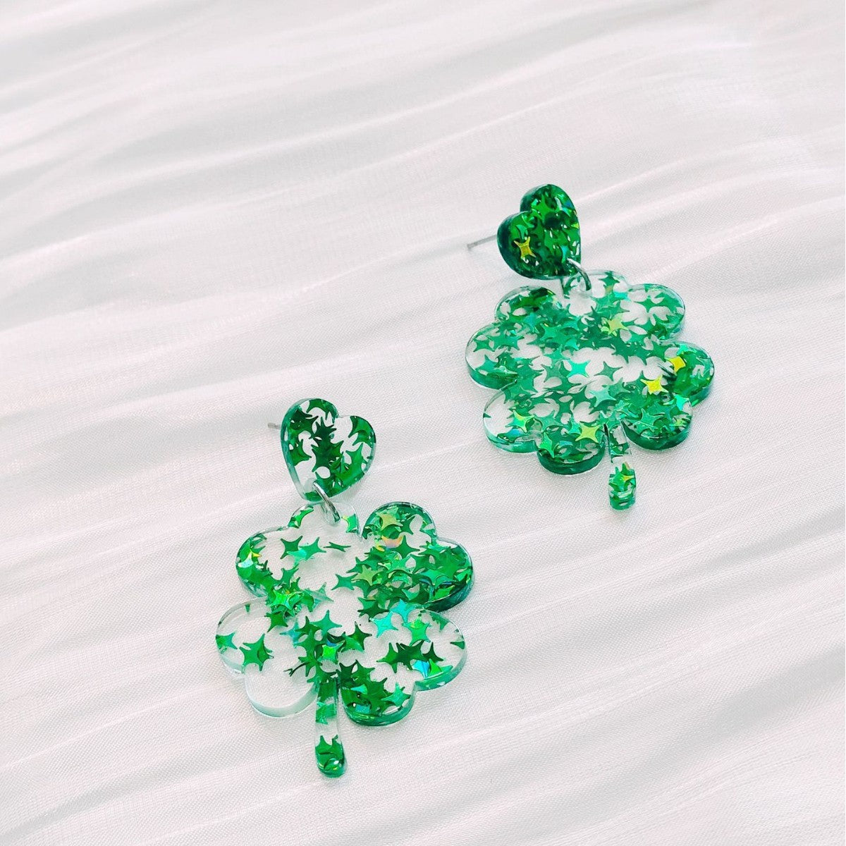 Wholesale Green Four Leaf Clover Hat St. Patrick's Day Beer Festival Earrings