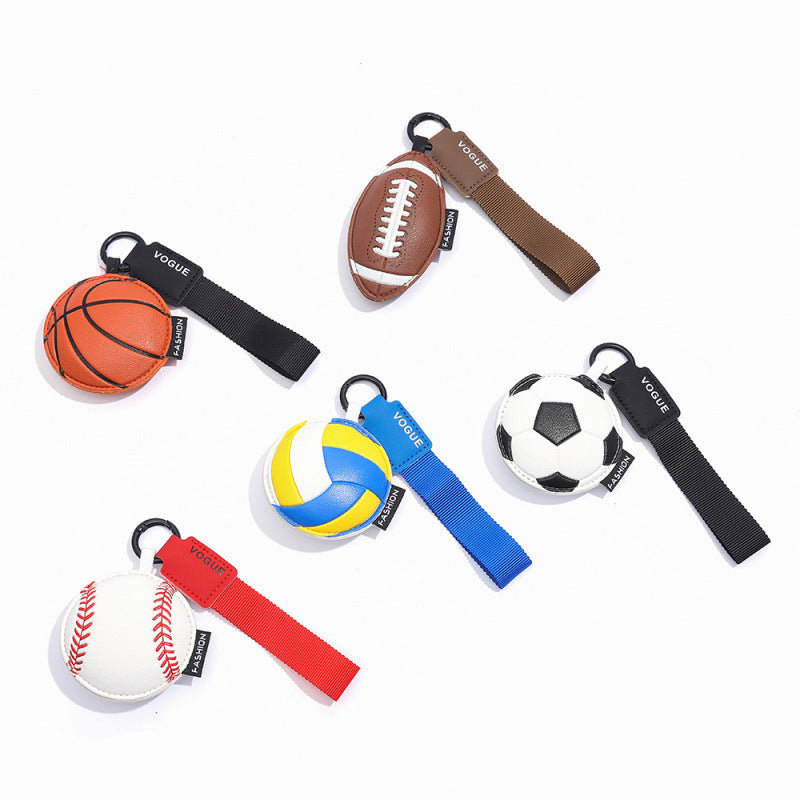 Wholesale Trendy Sports Ball Leather Bag Charm Keychain For Women S Handbag Decoration Everyday Gift