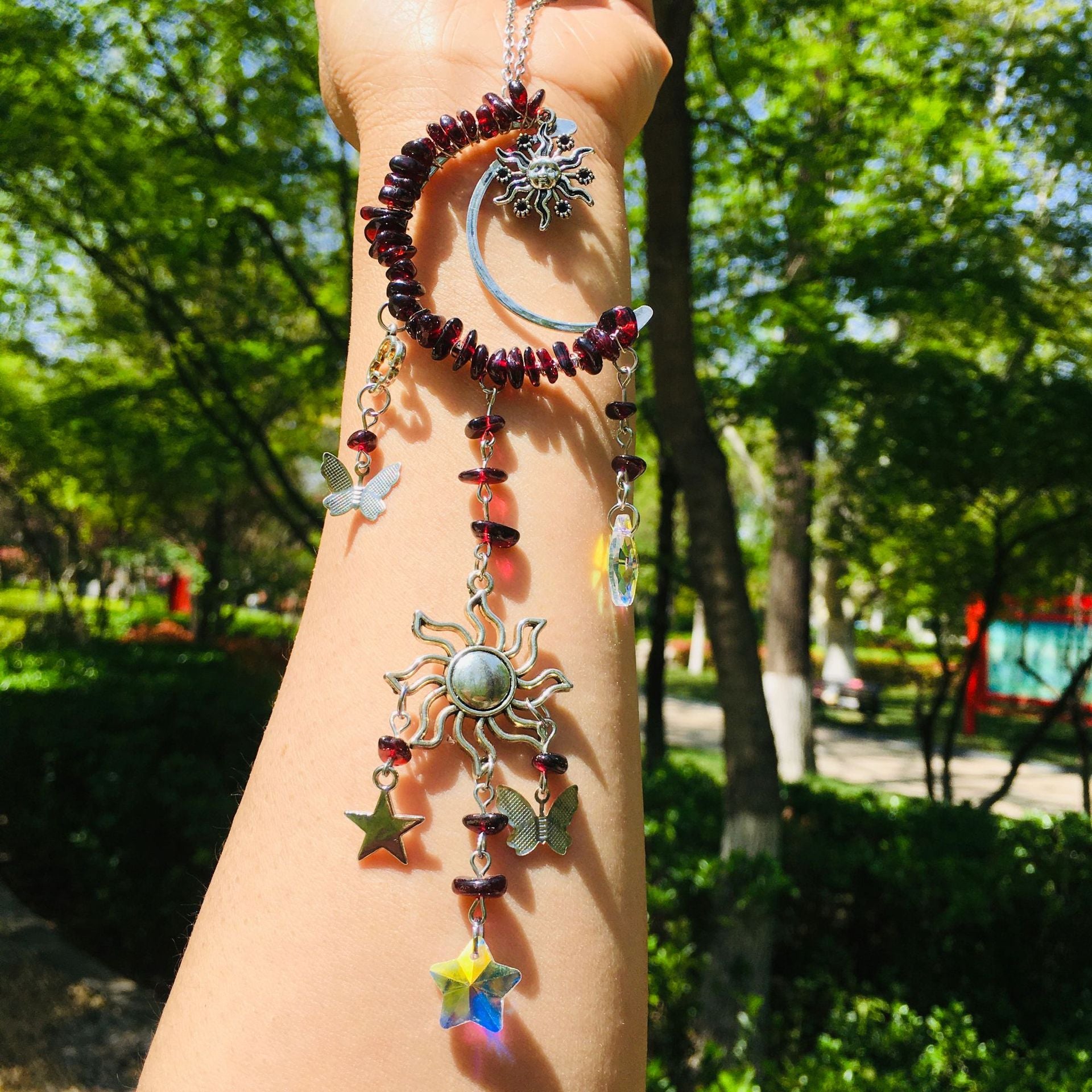 Wholesale Natural Crystal Gravel Double Sun Sun Catcher Wind Chime ACC-WS-RongGuan006