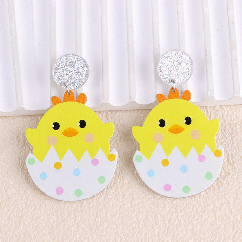 Wholesale 2PCS Acrylic Easter Carrot Chick Earrings